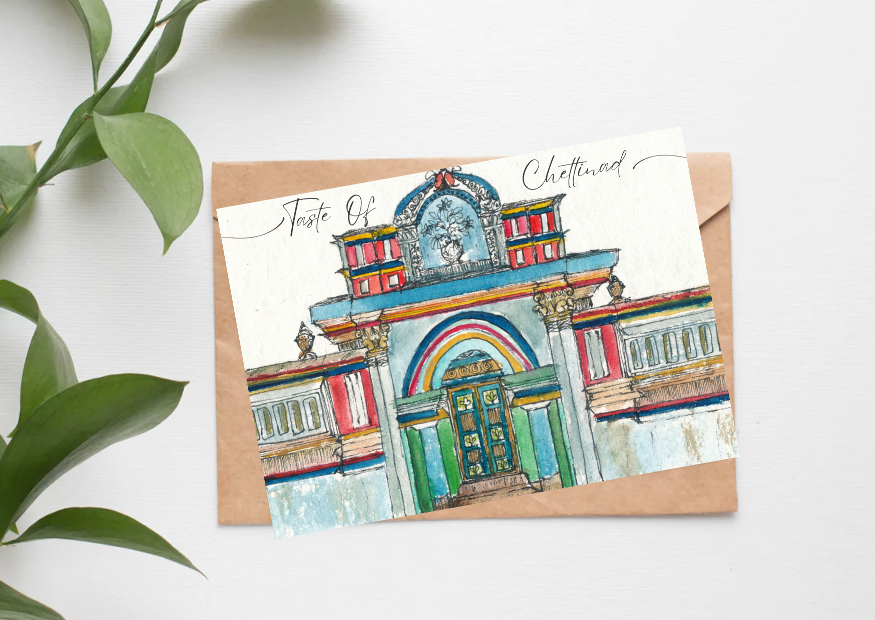 Taste of Chettinad: Mansion Mogappu — A6 Postcards by Aishwarya Ashok